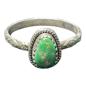 Vintage Southwestern Sterling Silver Emerald Valley Turquoise Ring Size 10